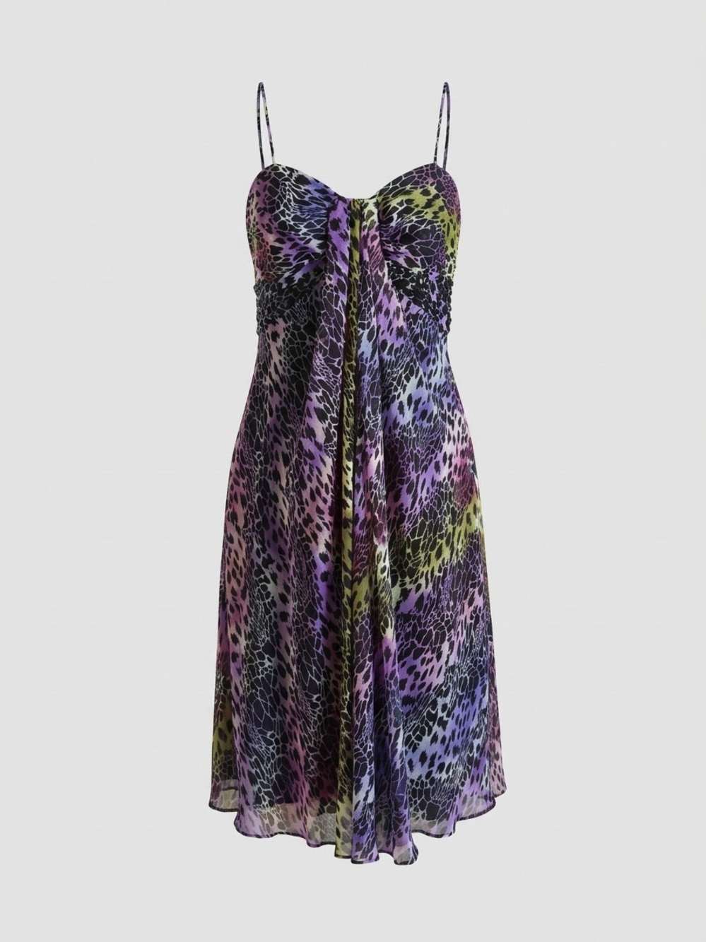 Alex Evenings Y2K Purple Animal Leopard Print Beaded Sheer Overlay Dress 10